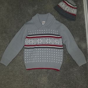 Boy Gymboree sweater matching hat set